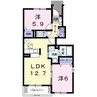 ガーデンヒル西里 2LDKの間取り
