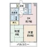 ソレイユ上社 2DKの間取り