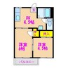 サンハイツ国分 2DKの間取り