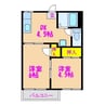 サンハイツ国分 2DKの間取り