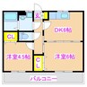 ドラゴン2000 2DKの間取り