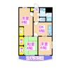 サンクレール住吉 3DKの間取り