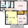 グランモアK　B棟　 2DKの間取り
