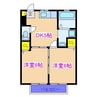 ガーデンプレイス本名A棟 2DKの間取り