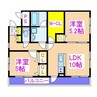 タウンヒル田畑Ⅴ 2LDKの間取り