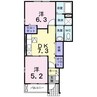 さくらろーずB 2DKの間取り