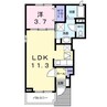 サチールK 1LDKの間取り