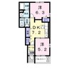 さくらろーずA 2DKの間取り