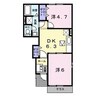 グリーンヒルズ姶良B 2DKの間取り