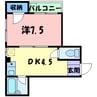 ウィステリアビル 1DKの間取り