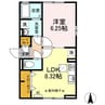 D-room 天神 1LDKの間取り