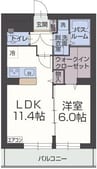 グロワールM 1LDKの間取り