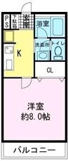 R-1 TOKURA 1Kの間取り