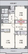 サンセール 2LDKの間取り