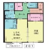 レジーナハウスB 1LDKの間取り