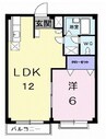 カーサ八幡林 1LDKの間取り