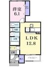 ファンタジア　ヒルズＢ 1LDKの間取り