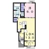 フルール 1LDKの間取り