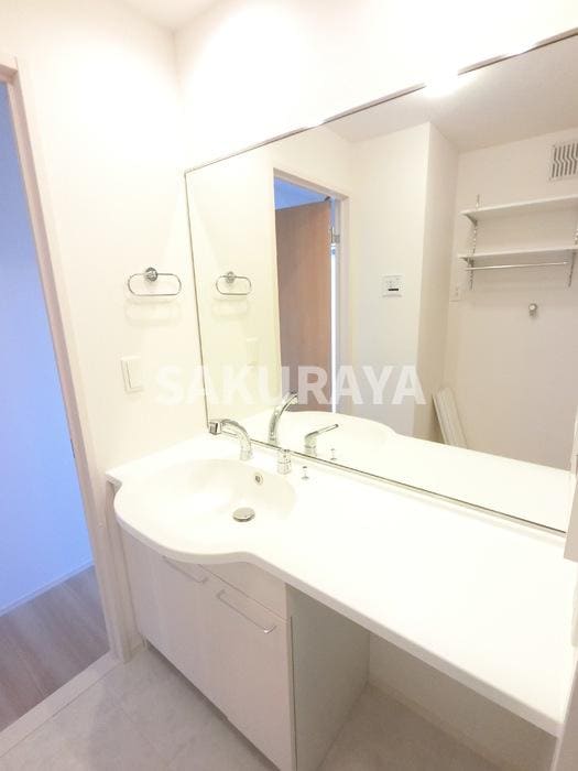 大型一面鏡付カウンター洗面化粧台です。 プレミアム