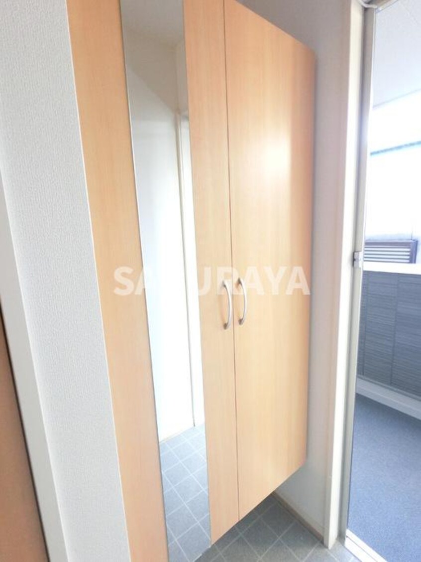 広めのＢoxは収納力ばっちり。トールタイプのミラーついてます プレミアム