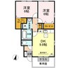 ロイヤルパークス林町A棟 2DKの間取り
