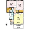 ロイヤルパークス林町A棟 2DKの間取り
