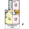 フルーア上林Ⅱ 2DKの間取り