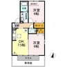フルーア上林Ⅱ 2DKの間取り