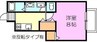 メニーフィールズB棟 1Kの間取り