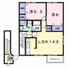 オーブリー真時Ｂ 2LDKの間取り