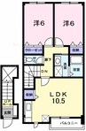 アロッジオＫ３　Ａ 2LDKの間取り