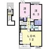 プリムローズ　ノユルⅡ 2LDKの間取り
