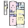 オーブ下田井Ｄ 2LDKの間取り