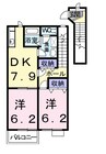 オーブリーアサノ　Ａ 2DKの間取り