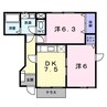 ヴィラ　エンゼルＢ 2DKの間取り