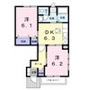 サニーキャッスル　Ⅰ 2DKの間取り