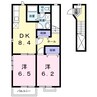 オーブリー・２１　Ａ 2DKの間取り