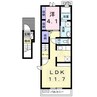 エルディム天野Ⅱ 1LDKの間取り