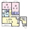 サニーキャッスル　Ⅰ 2LDKの間取り