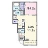 プリムヴェール 1LDKの間取り