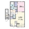 プリムヴェール 1LDKの間取り