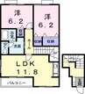 サニーキャッスル　Ⅰ 2LDKの間取り