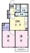 プランタンフルールＡ 2DKの間取り