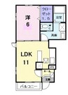 アメニティーハイツ川島Ⅱ 1LDKの間取り