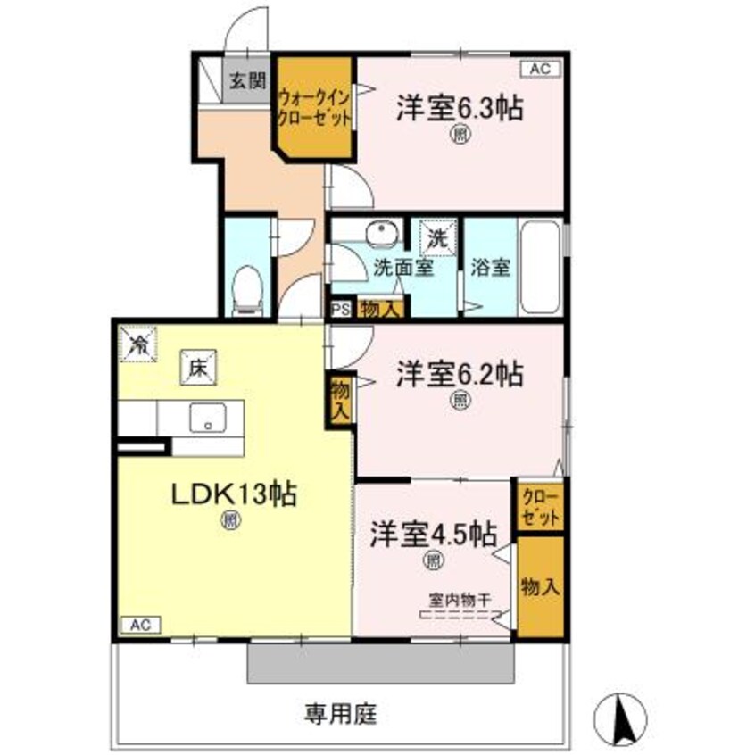 間取図 フォンターナ伏石Ⅱ