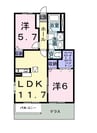 エルピーダＭ　Ｃ棟 2LDKの間取り