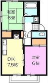 ウィンクスB 2DKの間取り