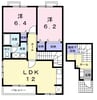 パークサイド大道Ｂ 2LDKの間取り