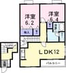 ネオ・パラッツオＢ 2LDKの間取り