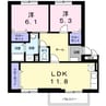 ニューエルディムマナベＢ 2LDKの間取り